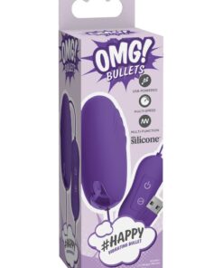 OMG! Bullets #Happy USB-Powered Silicone Vibrating Bullet - Purple