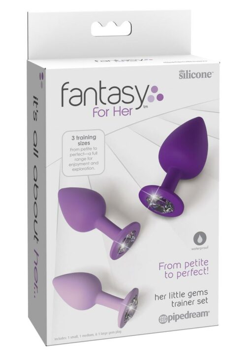 Fantasy For Her Her Little Gems Trainer Set Anal Kit 3 Training Size Plugs Waterproof Silicone - Purple
