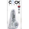 King Cock Clear Dildo with Balls 4in - Clear