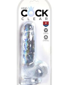 King Cock Clear Dildo with Balls 6in - Clear