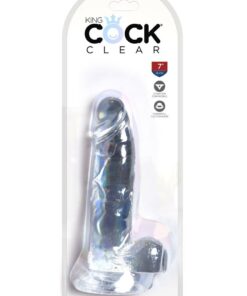 King Cock Clear Dildo with Balls 7in - Clear
