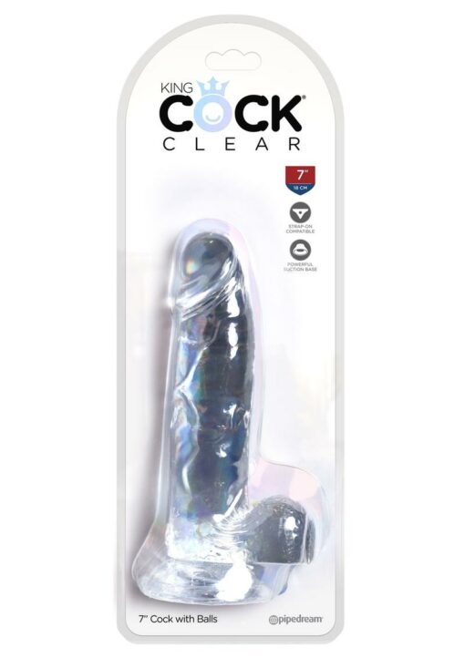 King Cock Clear Dildo with Balls 7in - Clear