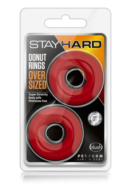Stay Hard Donut Cock Rings Oversized (2 pack )- Red