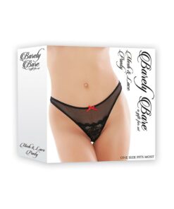 Barely Bare Mesh and Lace Panty Black One Size