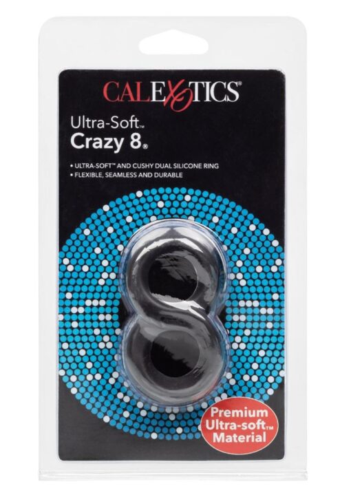 Ultra-Soft Crazy 8 Dual Silicone Cock Ring - Black