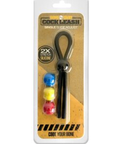 Boneyard Single Slide Cock Leash 2X Stretch Silicone - Black and Multicolor