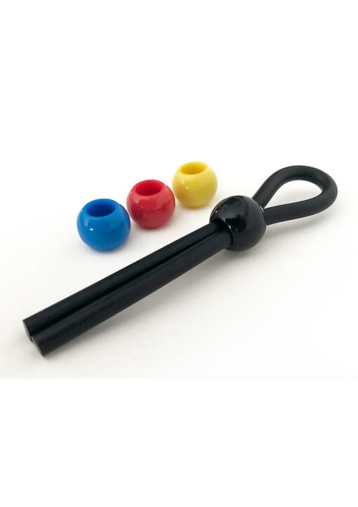 Boneyard Single Slide Cock Leash 2X Stretch Silicone - Black and Multicolor