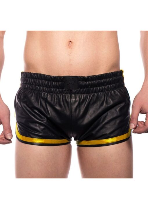 Prowler Red Leather Sport Shorts - Large - Black/Yellow