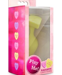Play with Me Naughty Candy Heart Spank Me Silicone Butt Plug - Yellow