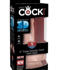 King Cock Plus Triple Density Dildo with Balls 5in - Vanilla