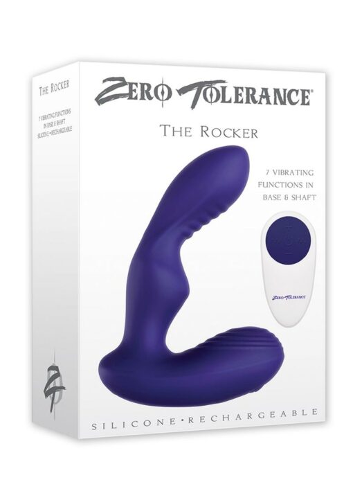 Zero Tolerance The Rocker Rechargeable Silicone Vibrating Prostate Massager with Remote Control - Navy Blue