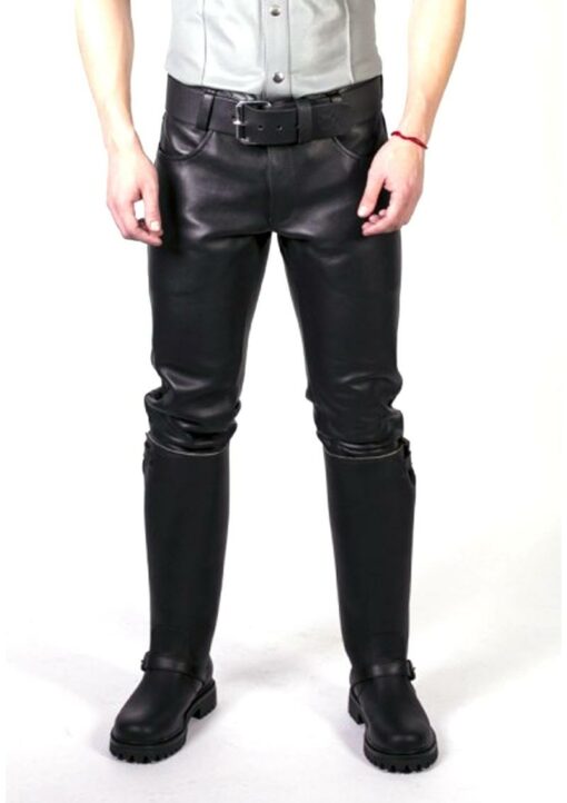 Prowler Red Leather Jeans 36in - Black