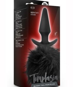 Temptasia Bunny Tail Pom Silicone Butt Plug - Black
