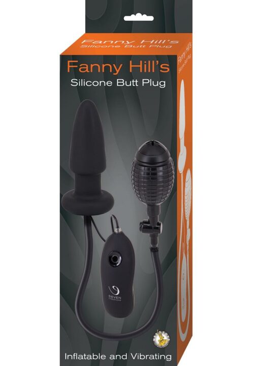 Fanny Hills Silicone Butt Plug Inflatable and Vibrating - Black