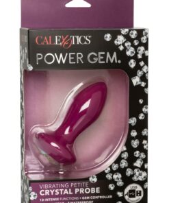 Power Gem Vibrating Petite Crystal Probe Silicone Rechargeable Butt Plug - Purple