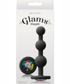 Glams Ripple Silicone Plug Rainbow Gem 4.49in - Black