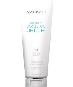 Wicked Simply Aqua Jelle Water Based Lubricant with Olive Leaf Extract 4oz Tube