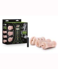 M for Men Soft and Wet Self-Lubricating Vibrating Masturbator Kit (Set Of 3) - Vanilla