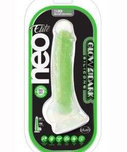 Neo Elite Glow in the Dark Dildo with Balls 7.5in - Green