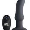 Swell Inflatable Rechargeable Silicone Vibrating Curved Anal Plug - Black