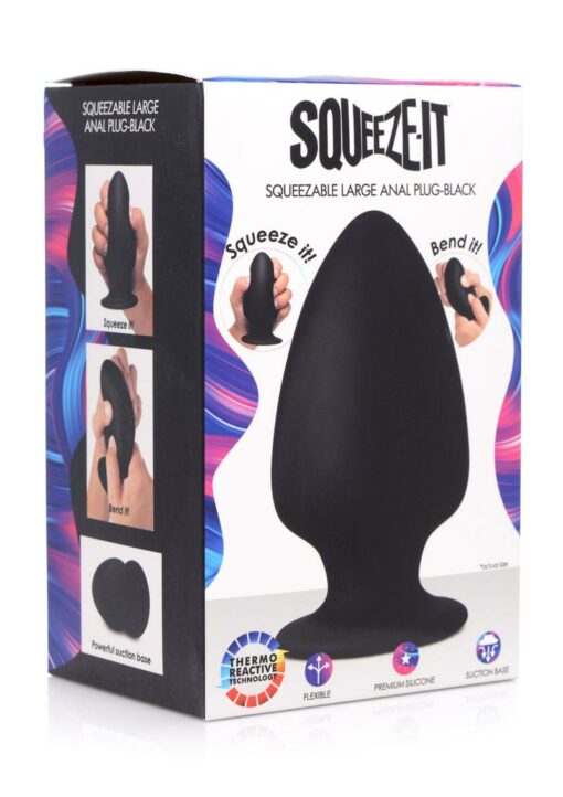 Squeeze-It Squeezable Silicone Anal Plug - Large - Black