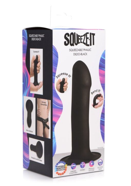 Squeeze-It Squeezable Phallic 6.75in Dildo - Black