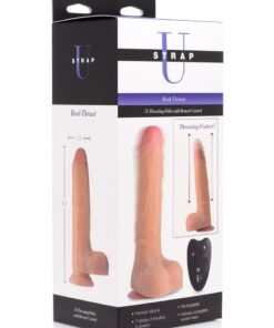 Strap U Real Thrust Thrusting and Vibrating Rechargeable Silicone Dildo - Vanilla