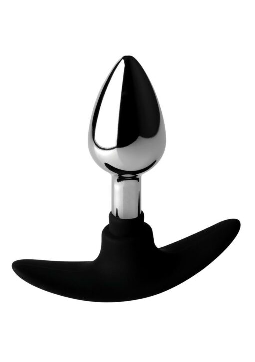 Master Series Dark Invader Metal and Silicone Anal Plug - Small - Silver