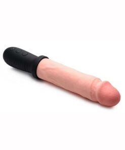 Master Series 8x Auto Pounder Rechargeable Silicone Vibrating and Thrusting Dildo with Handle 10in - Vanilla