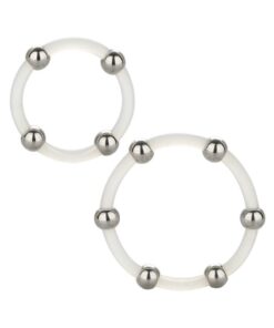 Steel Beaded Silicone Ring Set (2 per set) - Large/XLarge - Clear