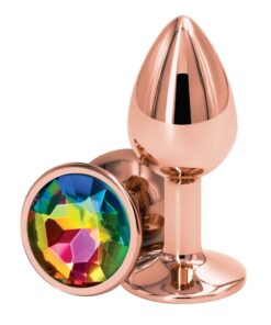 Rear Assets Rose Gold Anal Plug - Small - Rainbow