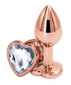 Rear Assets Rose Gold Heart Anal Plug - Small - Clear