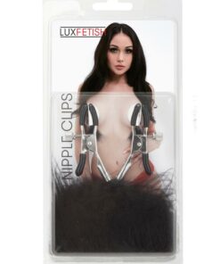 Lux Fetish Feather Nipple Clamps - Black