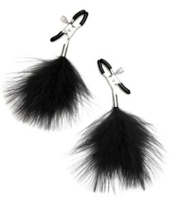 Lux Fetish Feather Nipple Clamps - Black