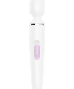 Satisfyer Wand-er Woman USB Rechargeable Silicone Massager 13in - White/Chrome