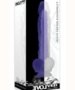 Luminous Stud Dildo with Balls - Purple