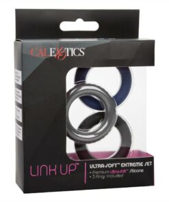Link Up Ultra Soft Extreme Silicone Cock Ring Set (3 Pieces) - Black/Gray