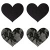 Satin and Lace Hearts Pasties - Black