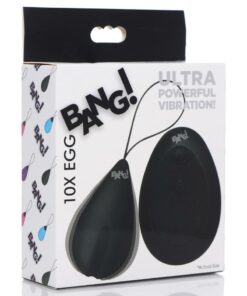 Bang! 10X Rechargeable Silicone Vibrating Egg with Remote Control - Black