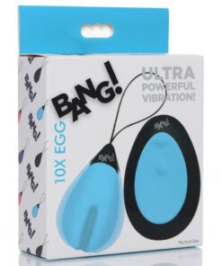 Bang! 10X Rechargeable Silicone Vibrating Egg with Remote Control - Blue