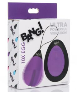 Bang! 10X Rechargeable Silicone Vibrating Egg with Remote Control - Purple