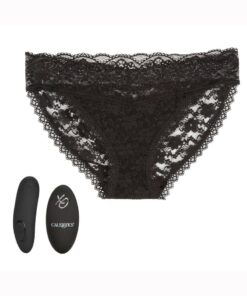 CalExotics Silicone Rechargeable Lace Panty Vibe with Remote Control (3 pieces) - L/XL - Black