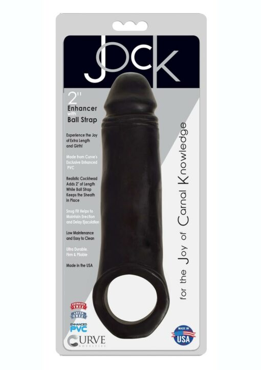 Jock Realistic Penis Enhancer with Ball Strap 2in - Black