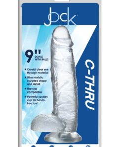 Jock C-Thru Realistic Dong with Balls 9in - Clear