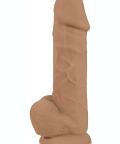 Fleshstixxx Dual Density Silicone Bendable Dong with Balls 8in - Caramel