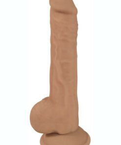 Fleshstixxx Dual Density Silicone Bendable Dong with Balls 9in - Caramel