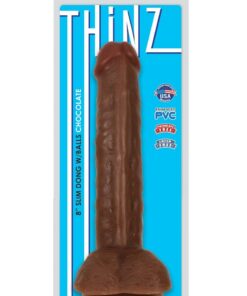 Thinz Slim Dong with Balls 8in - Chocolate