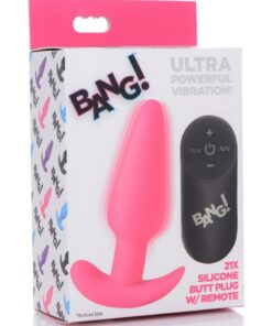 Bang! 21x Vibrating Silicone Rechargeable Butt Plug with Remote Control - Pink