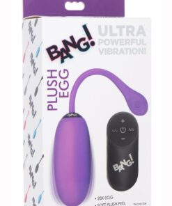 Bang! 28x Plush Silicone Rechargeable Egg with Remote Control - Purple