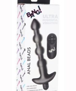 Bang! Vibrating Silicone Rechargeable Anal Beads with Remote Control - Black